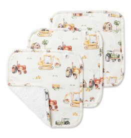 Snuggle Hunny Kids Snuggle Hunny Organic Wash Cloths 3 Pack Diggers & Tractors