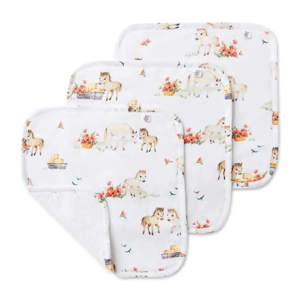 Snuggle Hunny Kids Snuggle Hunny Organic Wash Cloths 3 Pack Pony Pals