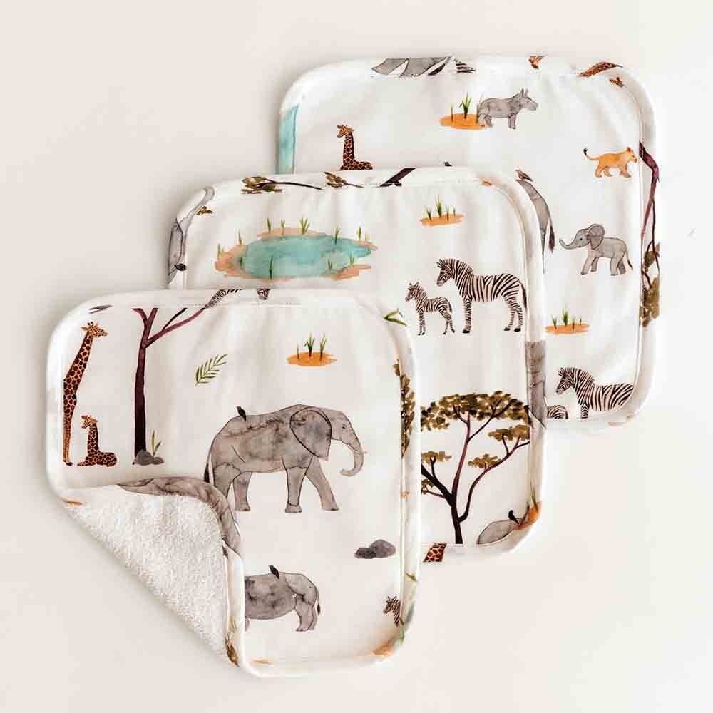 Snuggle Hunny Kids Snuggle Hunny Organic Wash Cloths 3 Pack Safari