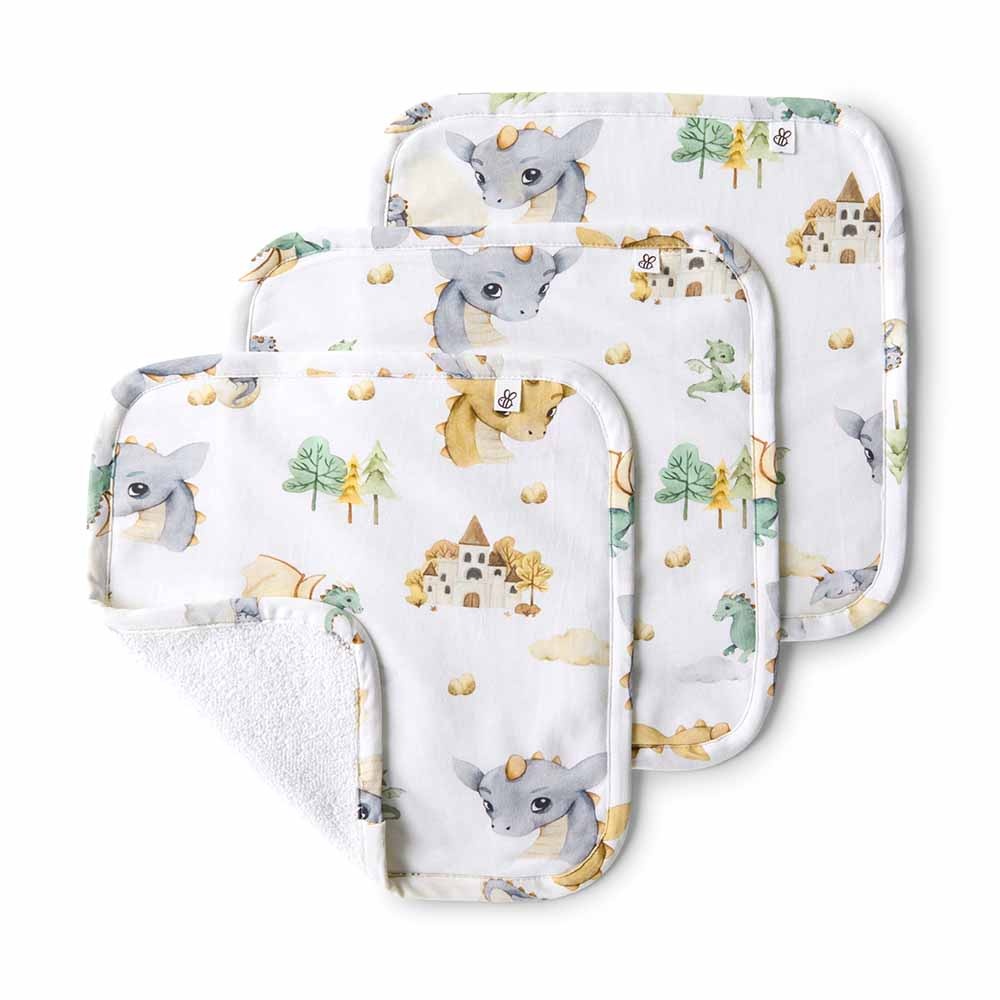Snuggle Hunny Kids Snuggle Hunny Organic Wash Cloths 3 Pack Dragon