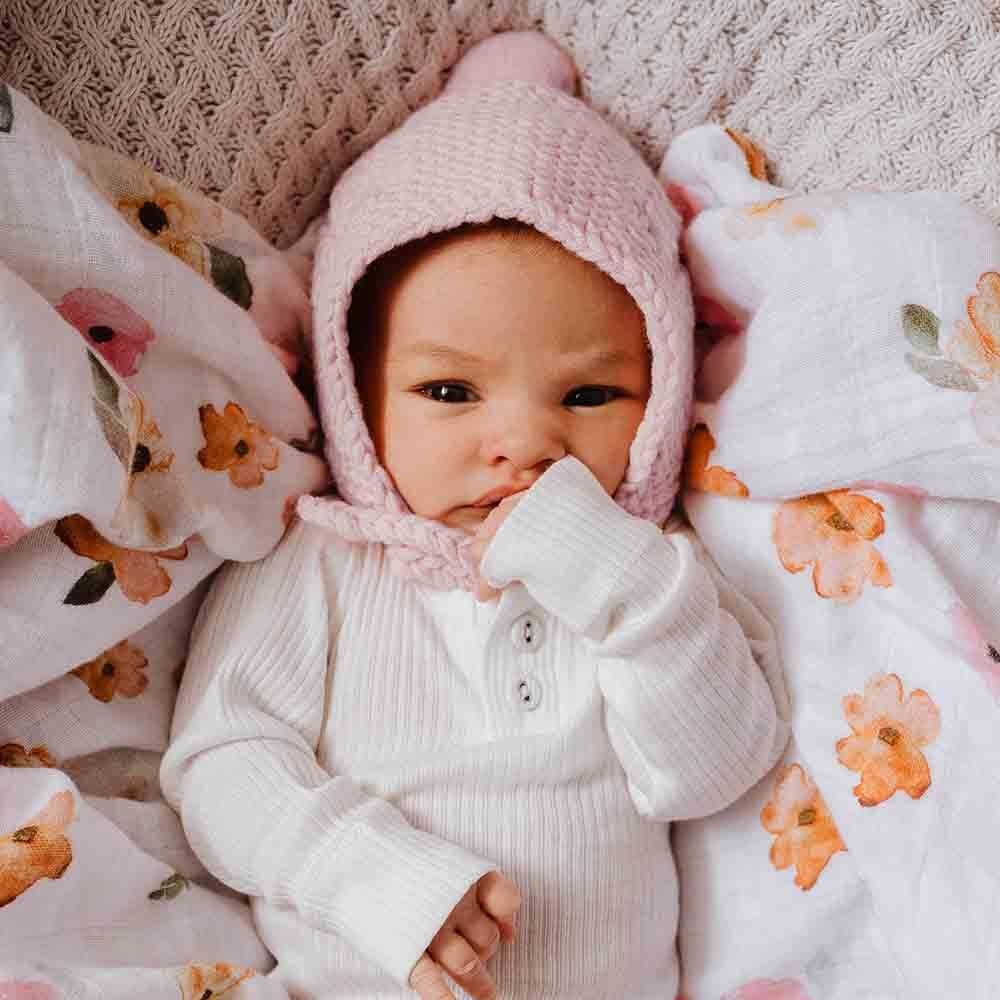 Snuggle Hunny Kids Snuggle Hunny Merino Wool Bonnet & Booties Set - Pink