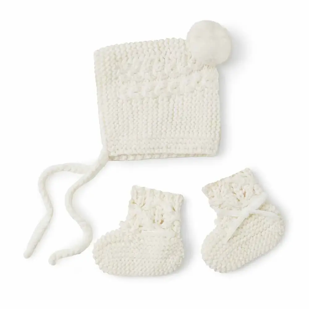 Snuggle Hunny Kids Snuggle Hunny Merino Wool Bonnet & Booties Set - Ivory