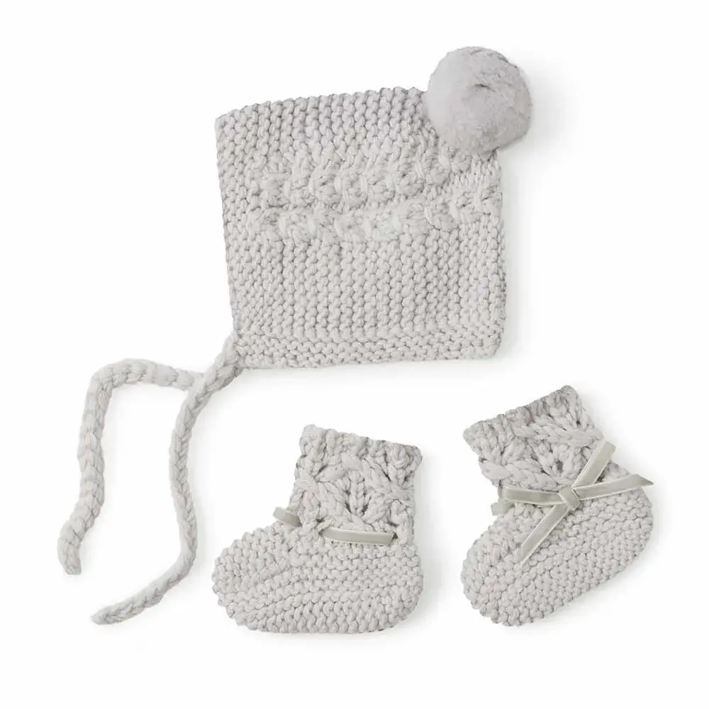 Snuggle Hunny Kids Snuggle Hunny Merino Wool Bonnet & Booties Set - Grey