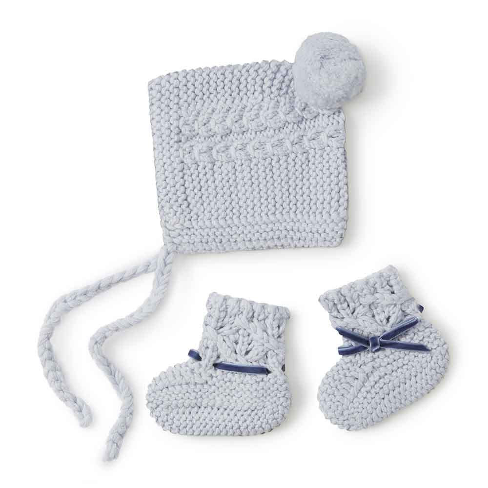 Snuggle Hunny Kids Snuggle Hunny Merino Wool Bonnet & Booties Set - Blue