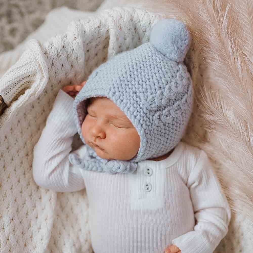 Snuggle Hunny Kids Snuggle Hunny Merino Wool Bonnet & Booties Set - Blue