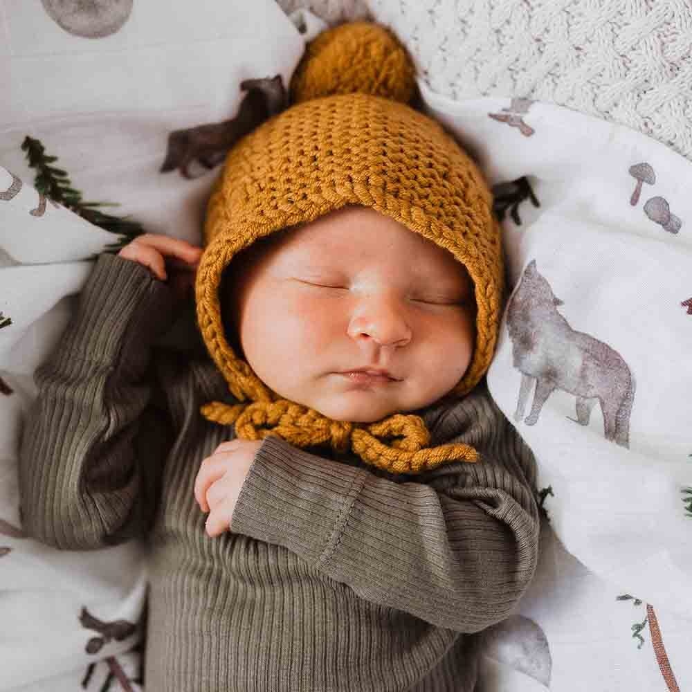 Snuggle Hunny Kids Snuggle Hunny Merino Wool Bonnet & Booties Set - Bronze