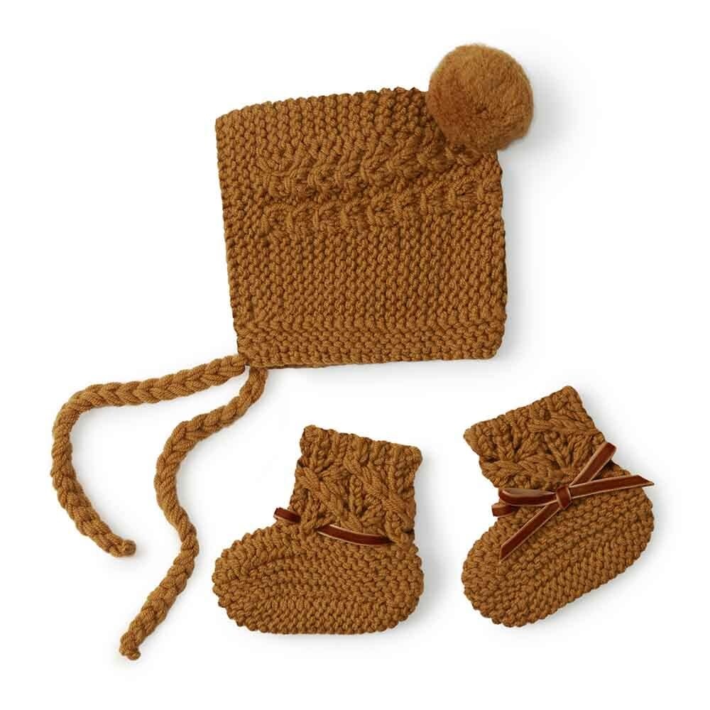 Snuggle Hunny Kids Snuggle Hunny Merino Wool Bonnet & Booties Set - Bronze
