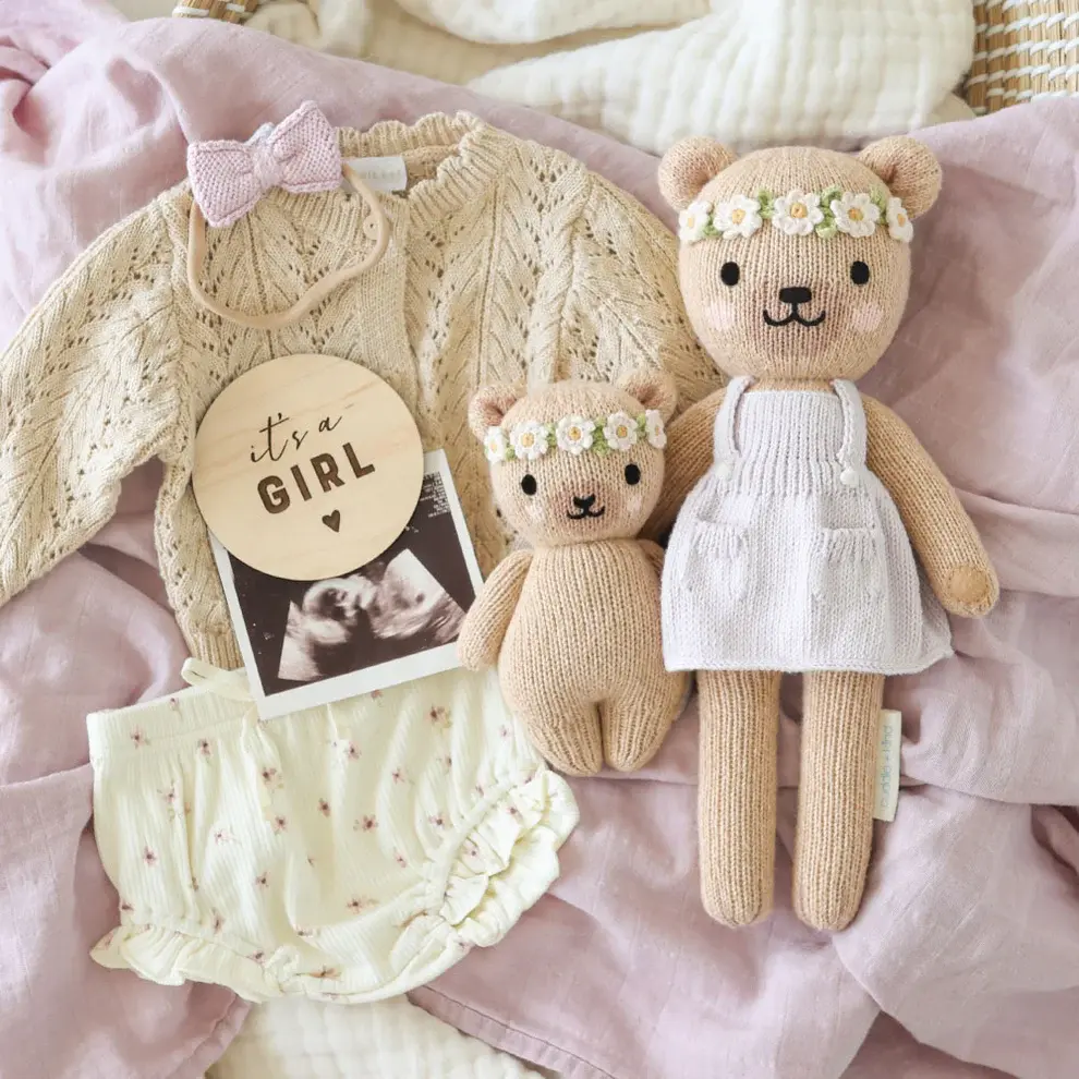 Cuddle+Kind Cuddle+Kind Baby Animal - Honey Bear (Ivory Floral)