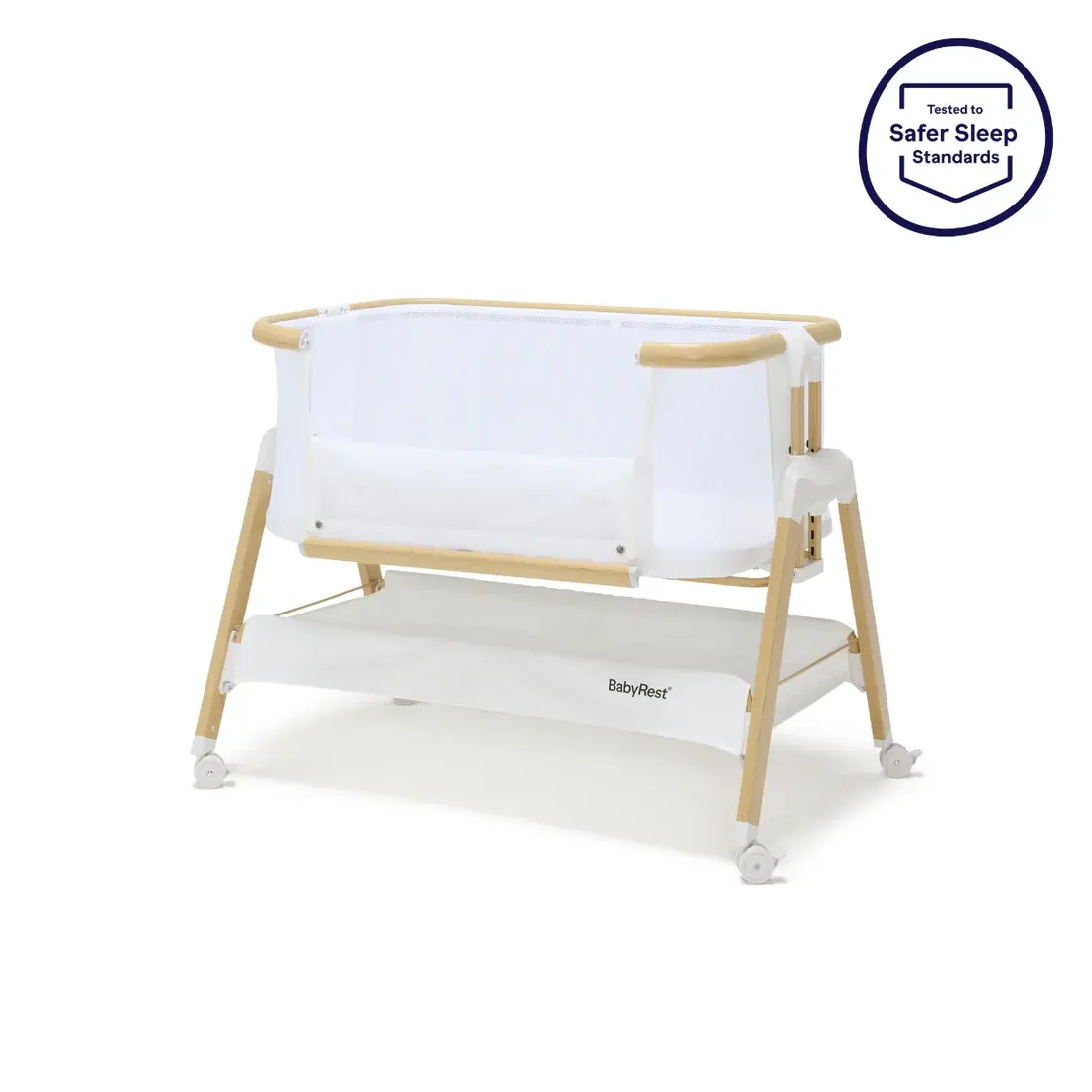 BabyRest Babyrest Alfie Bedside Bassinet - White/Natural
