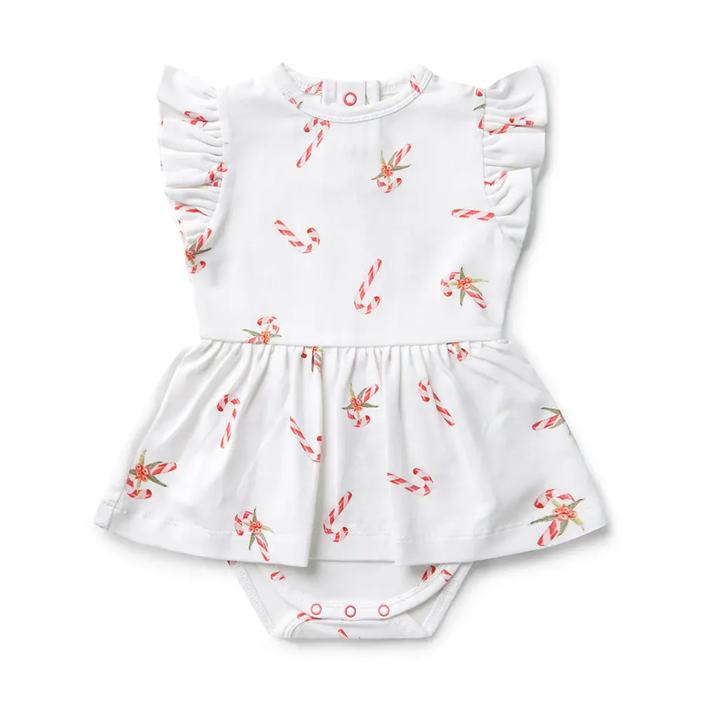 Snuggle Hunny Kids Snuggle Hunny Candy Cane Short Sleeve Organic Dress