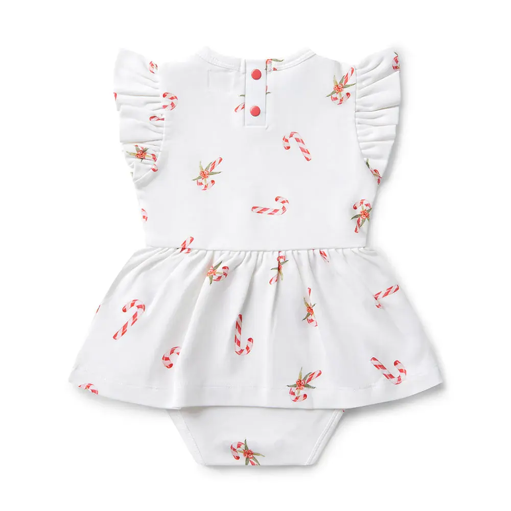 Snuggle Hunny Kids Snuggle Hunny Candy Cane Short Sleeve Organic Dress