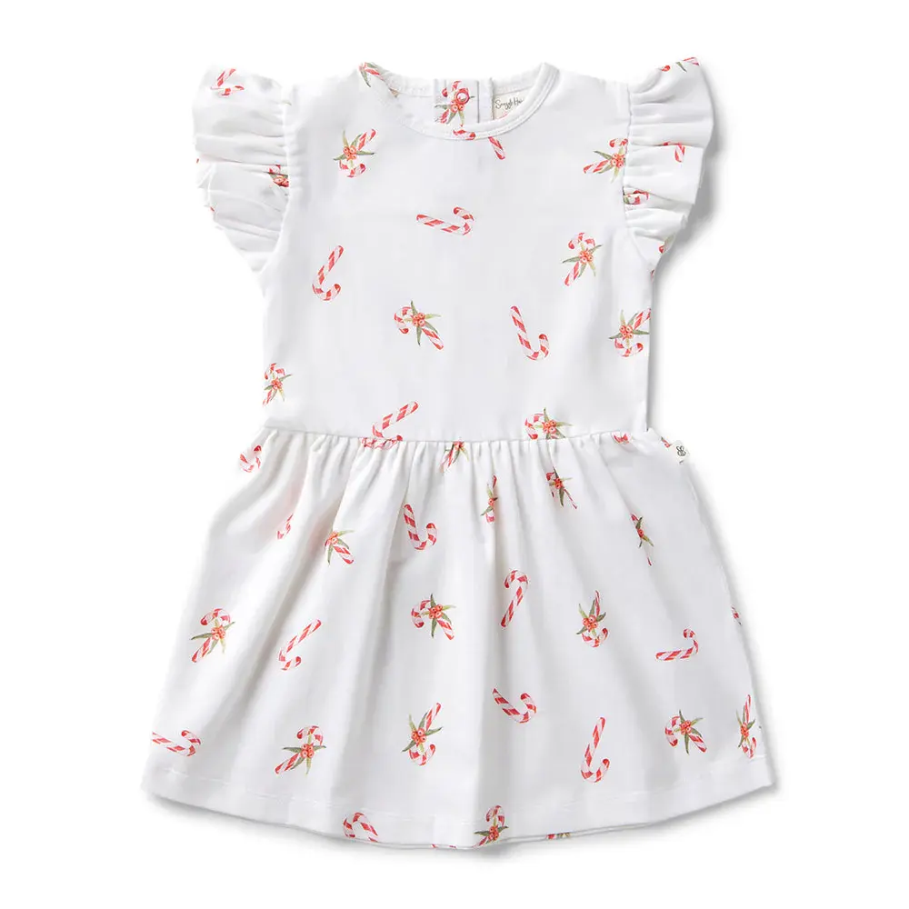 Snuggle Hunny Kids Snuggle Hunny Candy Cane Short Sleeve Organic Dress