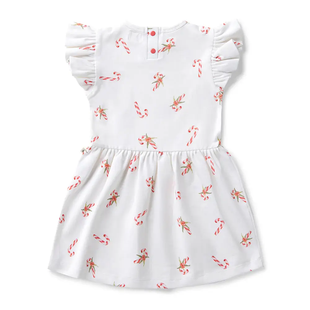Snuggle Hunny Kids Snuggle Hunny Candy Cane Short Sleeve Organic Dress