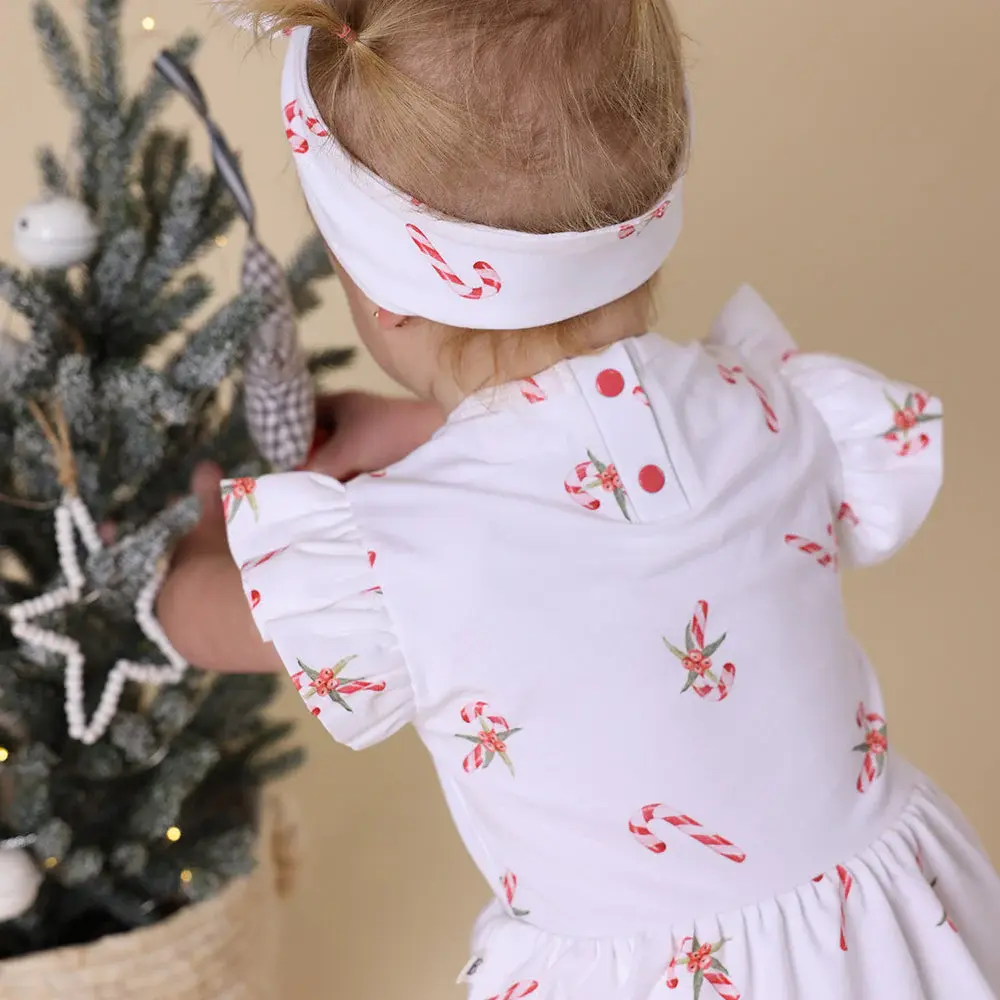 Snuggle Hunny Kids Snuggle Hunny Candy Cane Short Sleeve Organic Dress