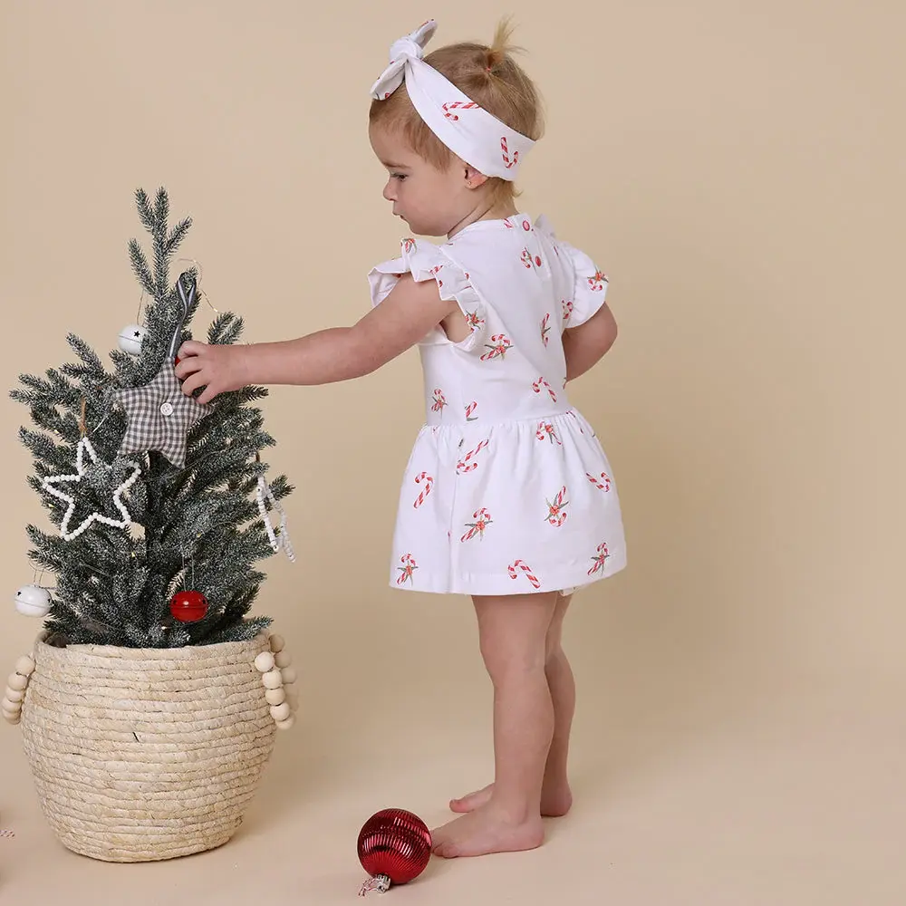 Snuggle Hunny Kids Snuggle Hunny Candy Cane Short Sleeve Organic Dress