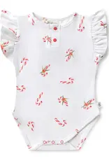Snuggle Hunny Kids Snuggle Hunny Candy Cane Short Sleeve Organic Bodysuit with Frill