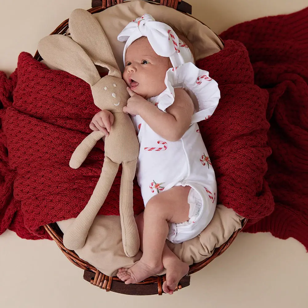 Snuggle Hunny Kids Snuggle Hunny Candy Cane Short Sleeve Organic Bodysuit with Frill