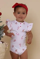 Snuggle Hunny Kids Snuggle Hunny Candy Cane Short Sleeve Organic Bodysuit with Frill