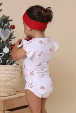Snuggle Hunny Kids Snuggle Hunny Candy Cane Short Sleeve Organic Bodysuit with Frill
