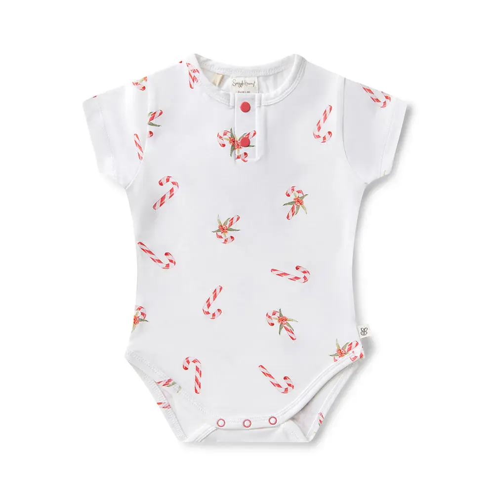 Snuggle Hunny Kids Snuggle Hunny Candy Cane Short Sleeve Organic Bodysuit