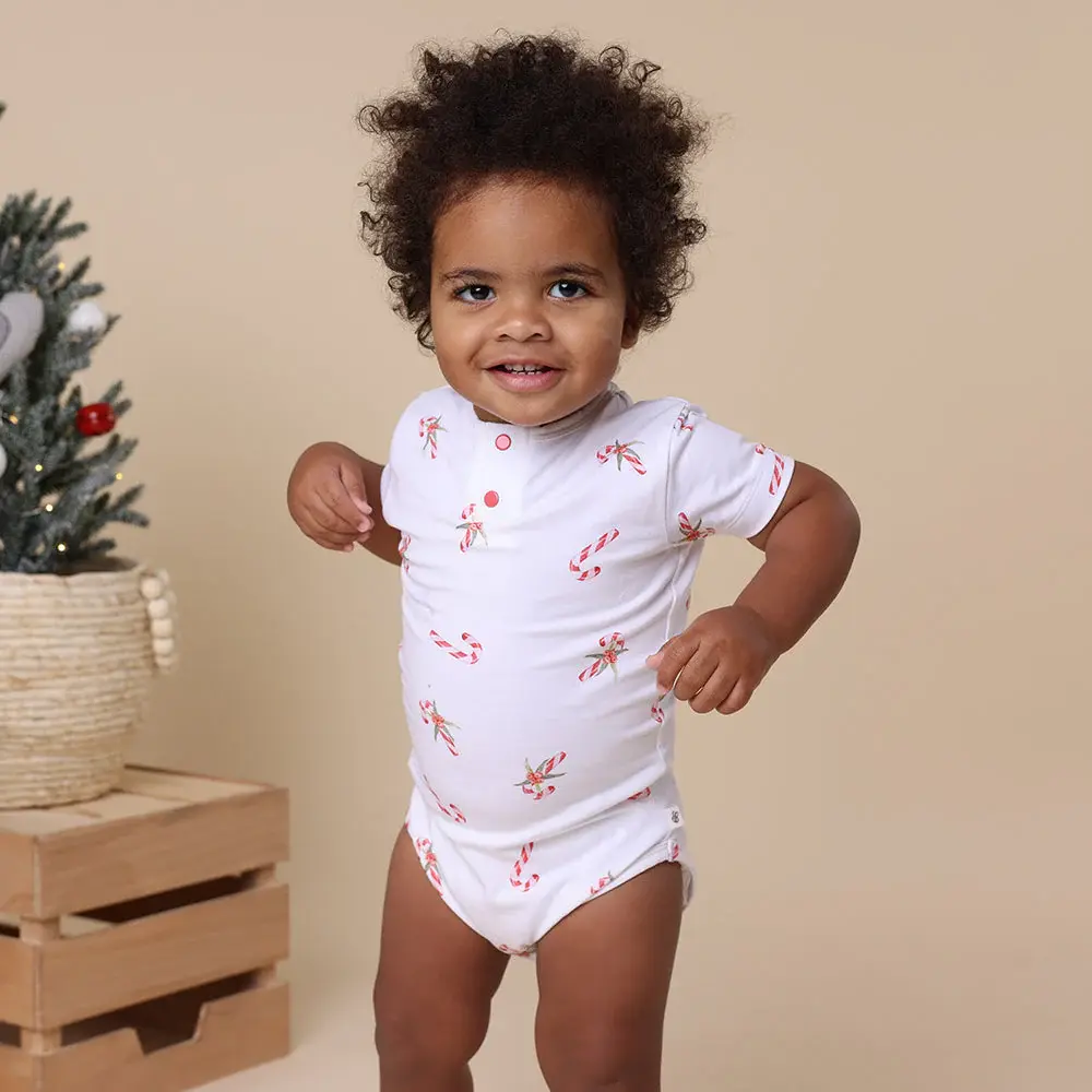 Snuggle Hunny Kids Snuggle Hunny Candy Cane Short Sleeve Organic Bodysuit