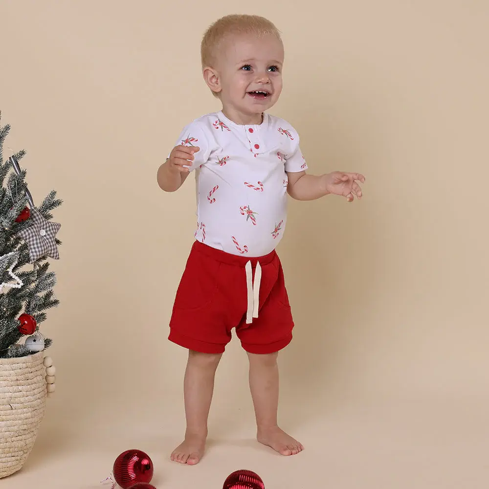 Snuggle Hunny Kids Snuggle Hunny Candy Cane Short Sleeve Organic Bodysuit