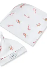 Snuggle Hunny Kids Snuggle Hunny Candy Cane Organic Jersey Wrap & Beanie Set + Milestone Card
