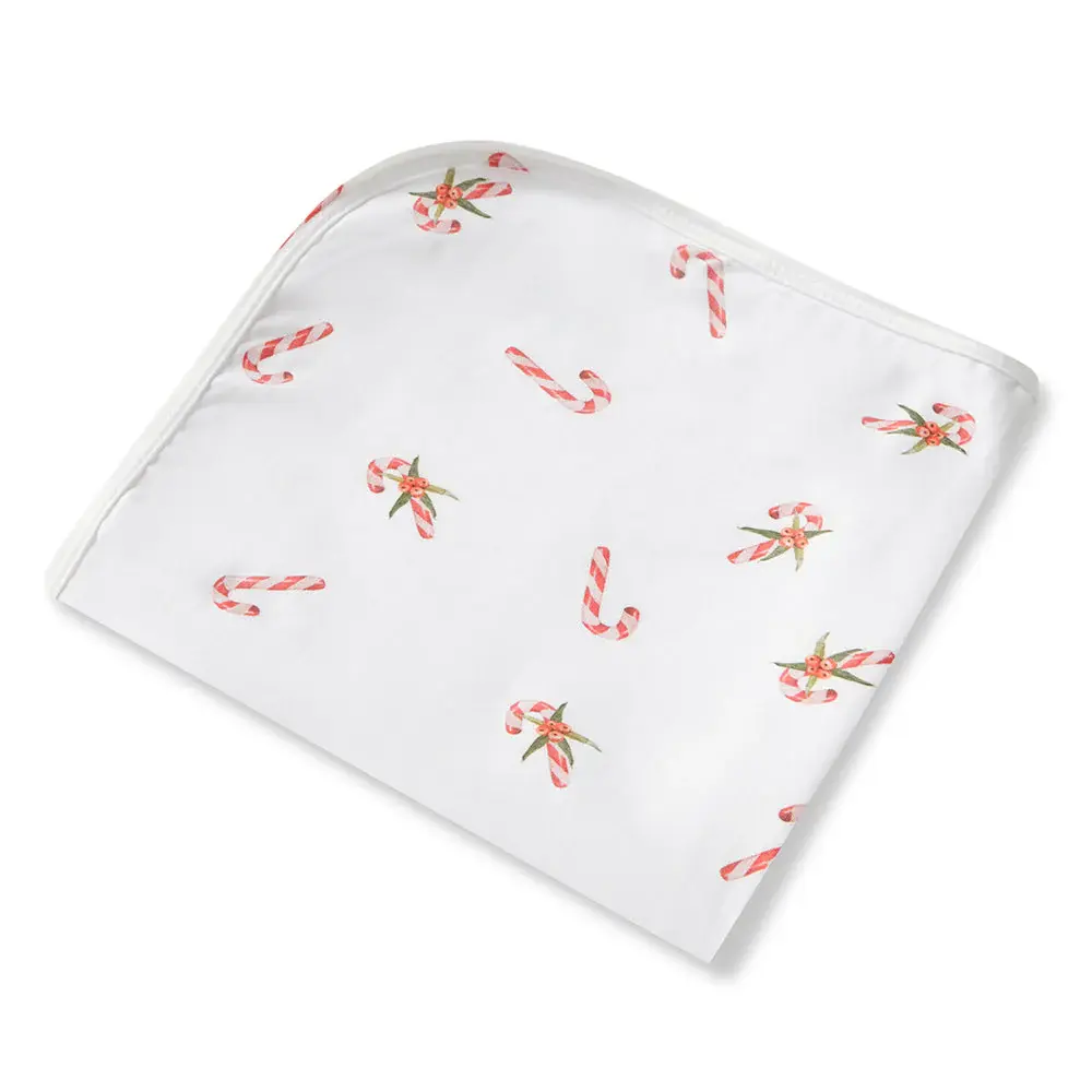 Snuggle Hunny Kids Snuggle Hunny Candy Cane Organic Jersey Wrap & Beanie Set + Milestone Card