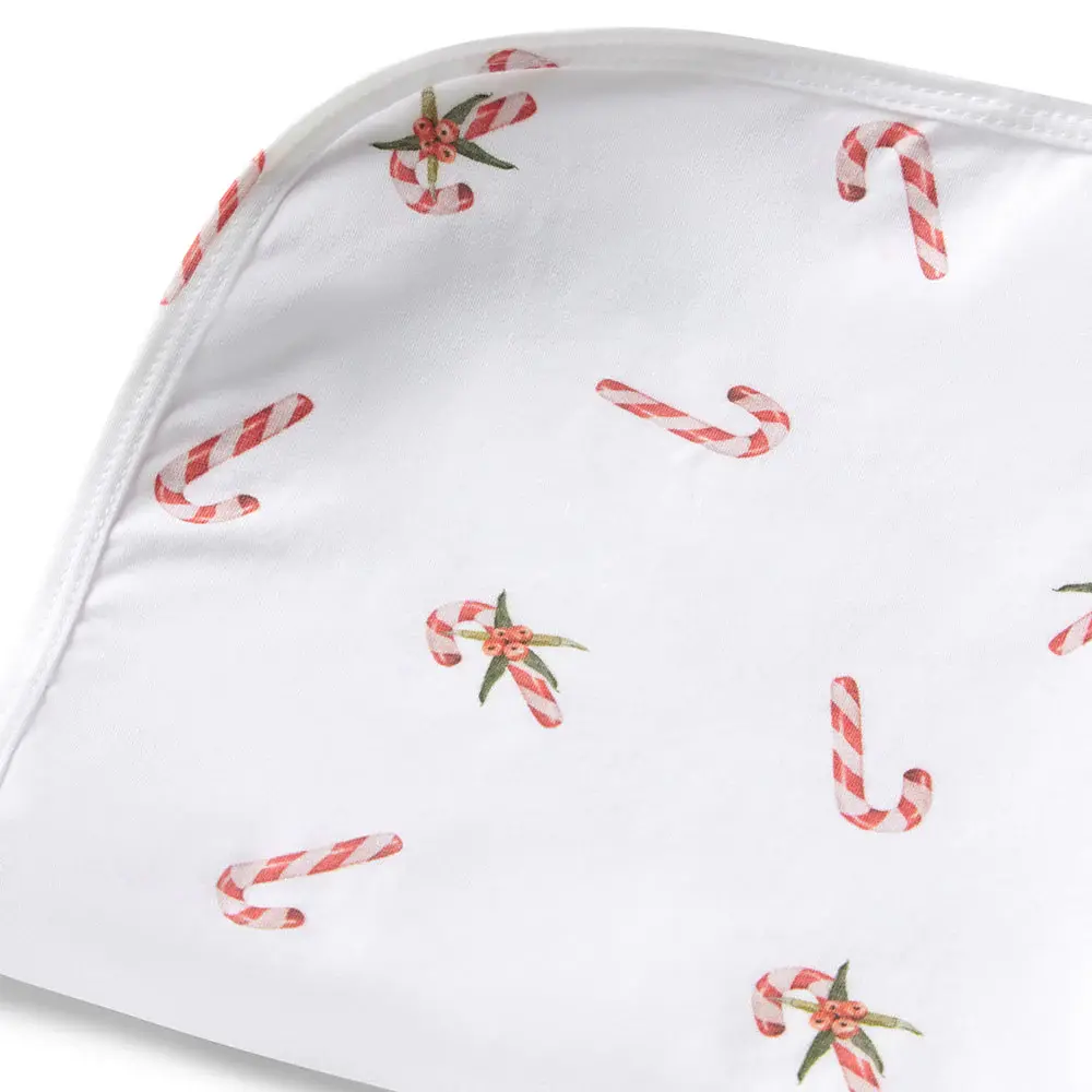 Snuggle Hunny Kids Snuggle Hunny Candy Cane Organic Jersey Wrap & Beanie Set + Milestone Card