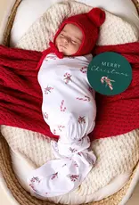 Snuggle Hunny Kids Snuggle Hunny Candy Cane Organic Jersey Wrap & Beanie Set + Milestone Card