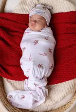 Snuggle Hunny Kids Snuggle Hunny Candy Cane Organic Jersey Wrap & Beanie Set + Milestone Card