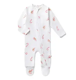 Snuggle Hunny Kids Snuggle Hunny Candy Cane Organic Snuggle Sleepsuit Zip Footie