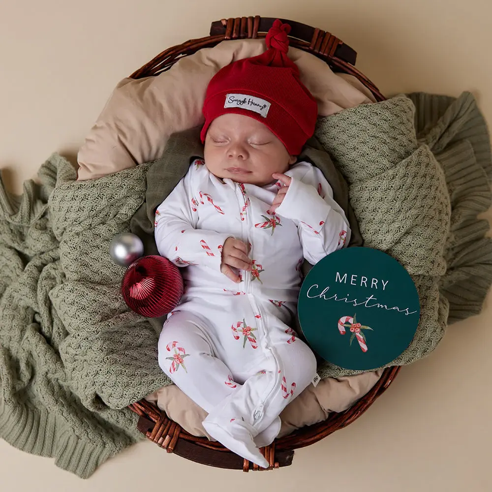 Snuggle Hunny Kids Snuggle Hunny Candy Cane Organic Snuggle Sleepsuit Zip Footie