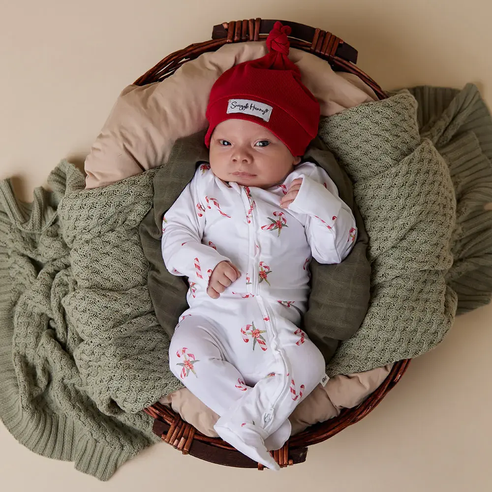 Snuggle Hunny Kids Snuggle Hunny Candy Cane Organic Snuggle Sleepsuit Zip Footie