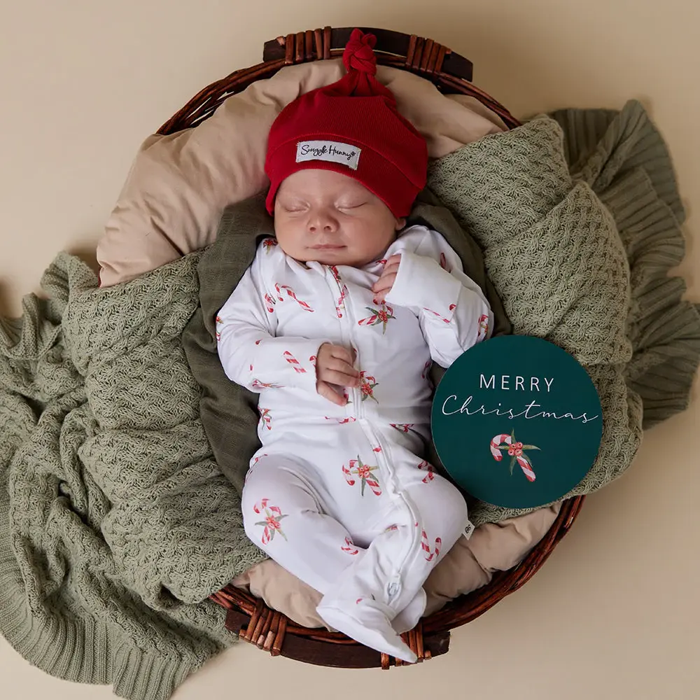 Snuggle Hunny Kids Snuggle Hunny Candy Cane Organic Snuggle Sleepsuit Zip Footie