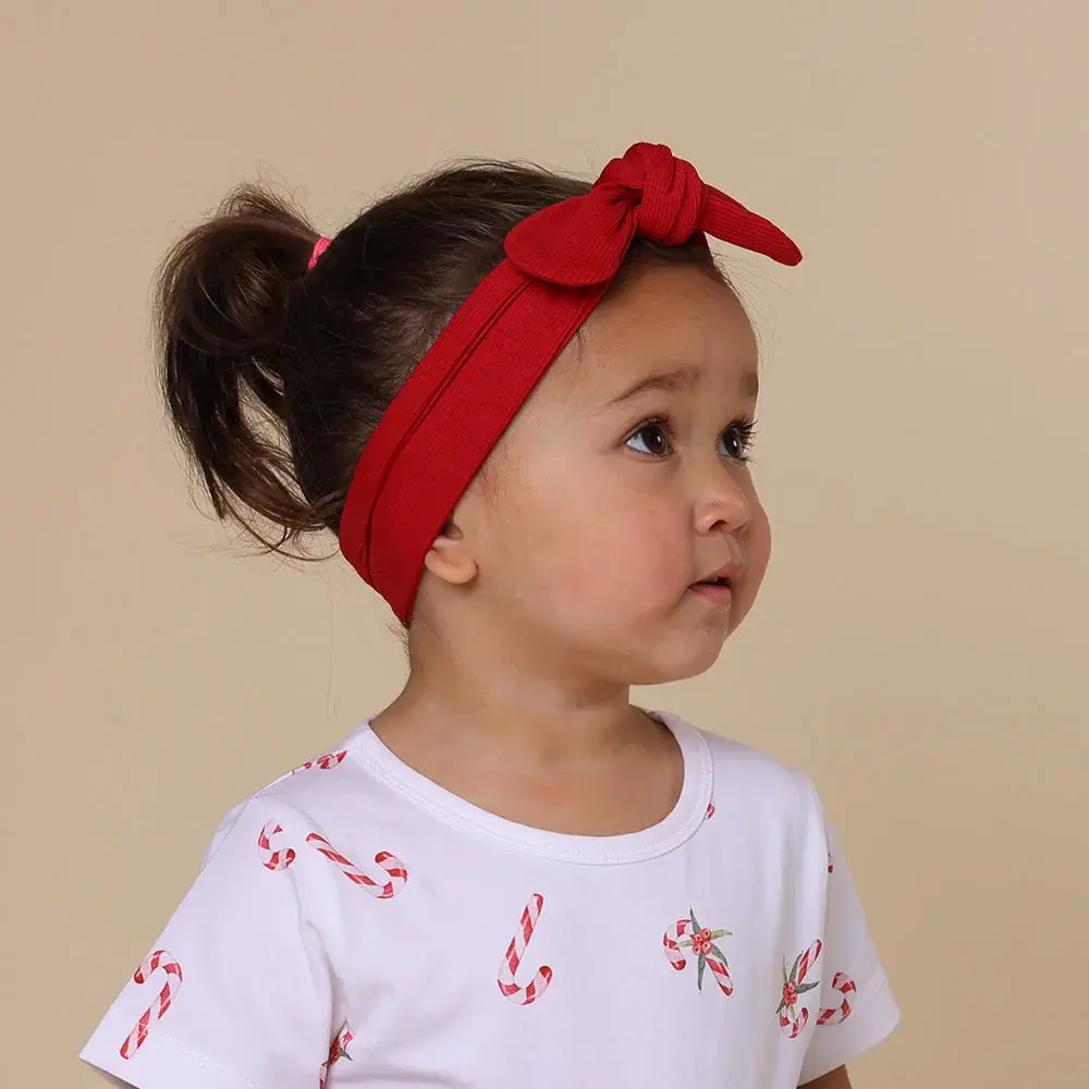 Snuggle Hunny Kids Snuggle Hunny Red Ribbed Organic Topknot