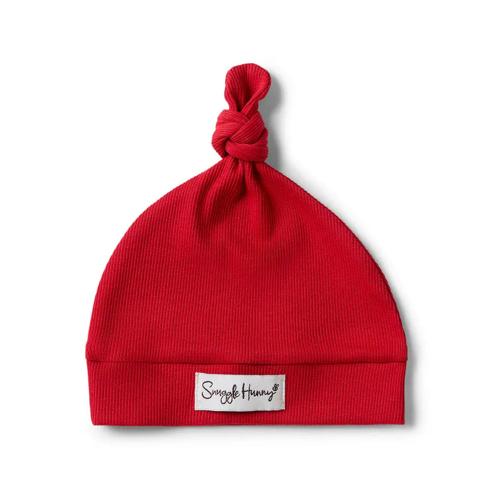 Snuggle Hunny Kids Snuggle Hunny Red Ribbed Organic Knotted Beanie