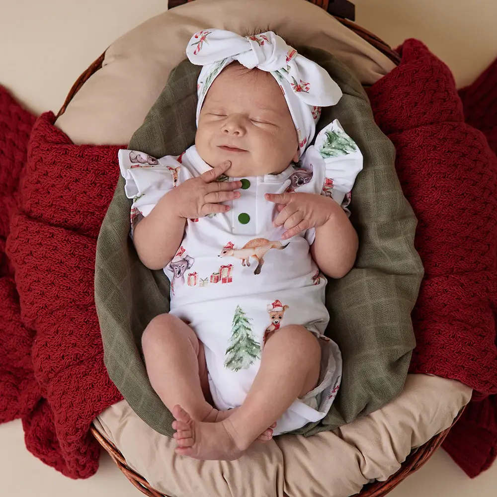 Snuggle Hunny Kids Snuggle Hunny Kangas & Koalas Short Sleeve Organic Bodysuit with Frill