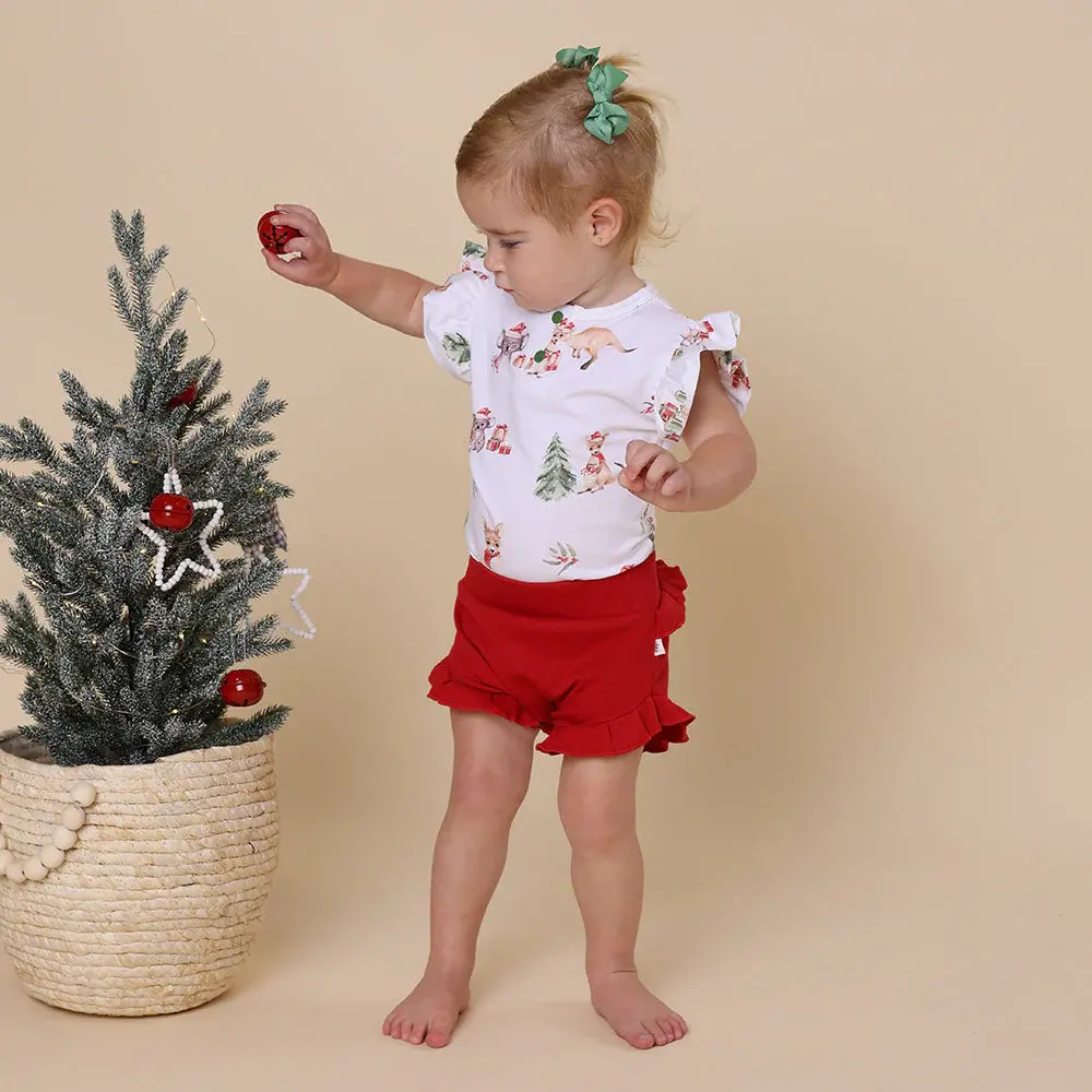 Snuggle Hunny Kids Snuggle Hunny Kangas & Koalas Short Sleeve Organic Bodysuit with Frill