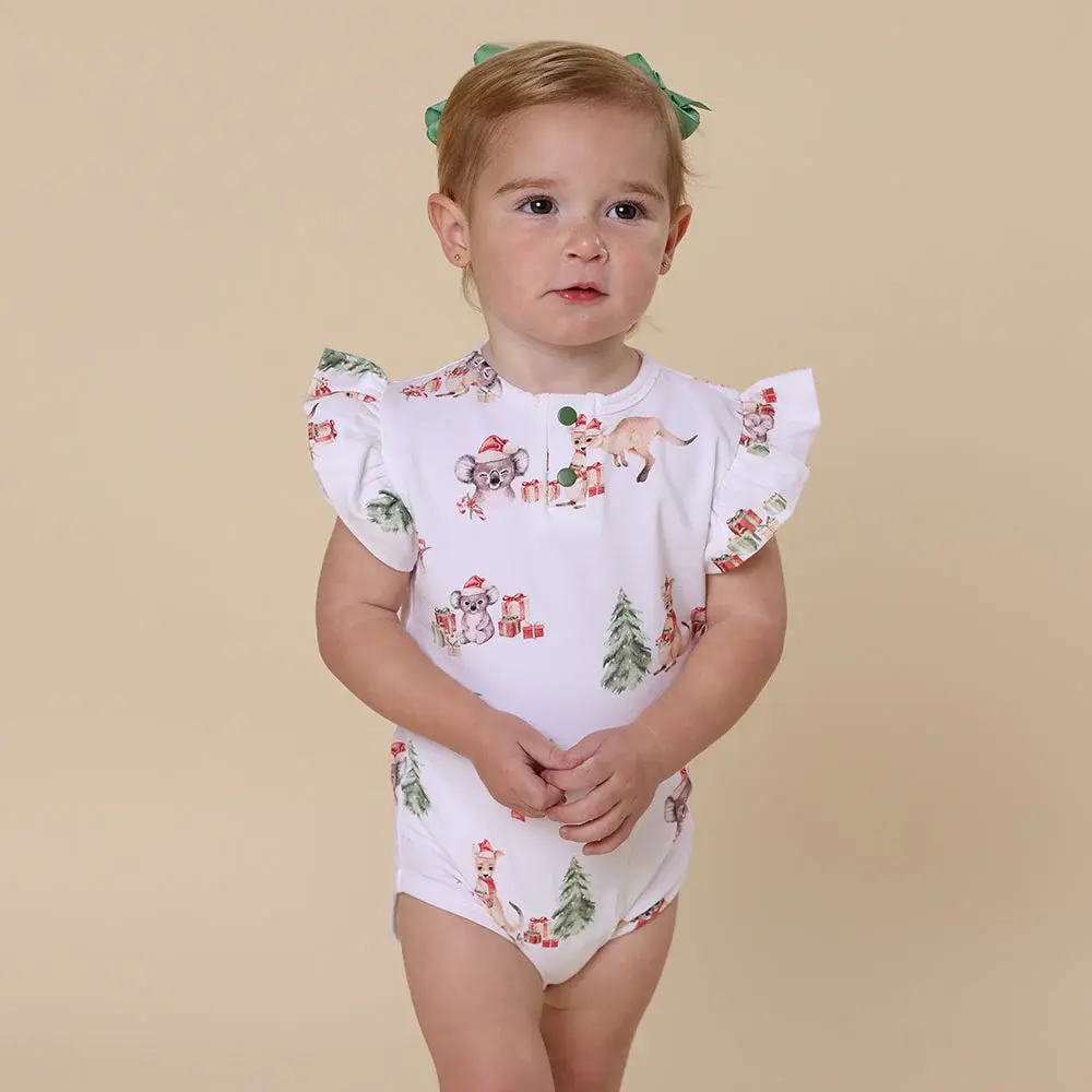 Snuggle Hunny Kids Snuggle Hunny Kangas & Koalas Short Sleeve Organic Bodysuit with Frill
