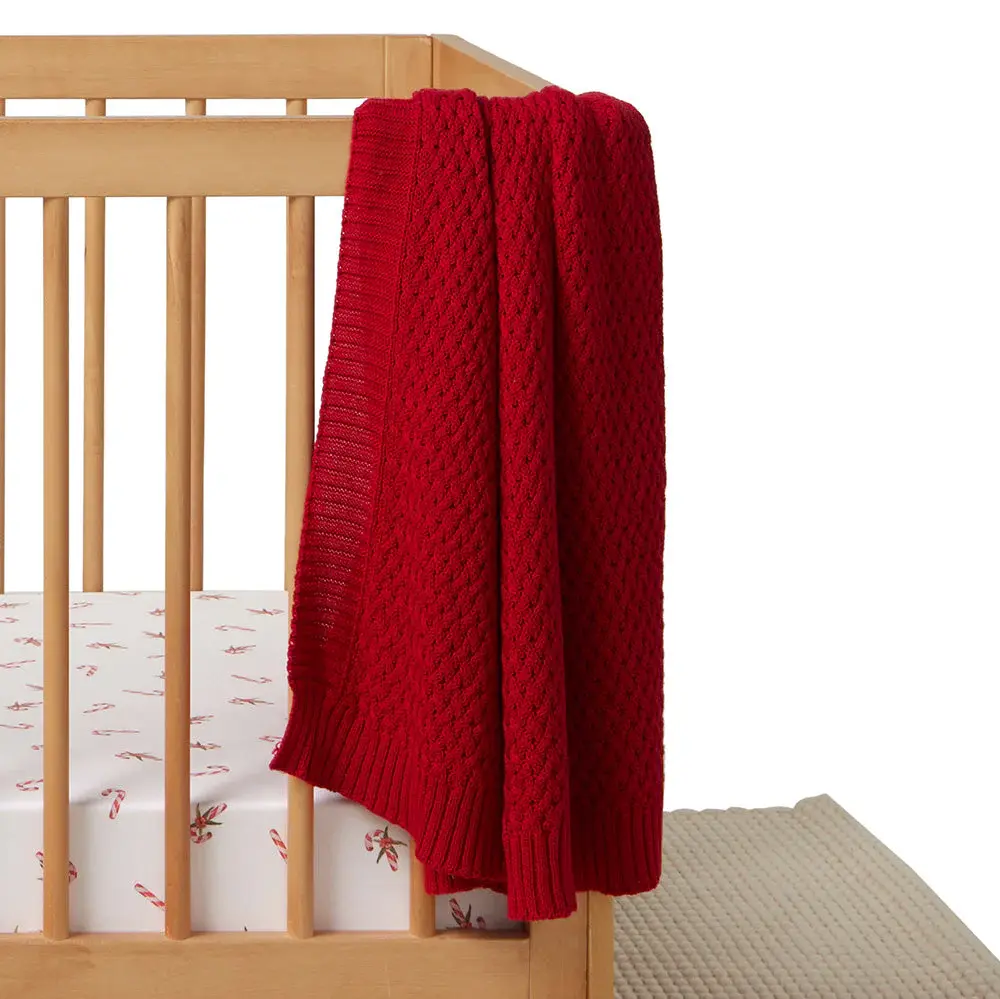 Snuggle Hunny Kids Snuggle Hunny Red Diamond Knit Organic Baby Blanket