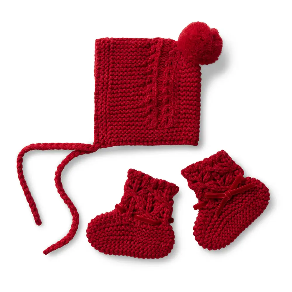 Snuggle Hunny Kids Snuggle Hunny Red Merino Wool Bonnet & Booties