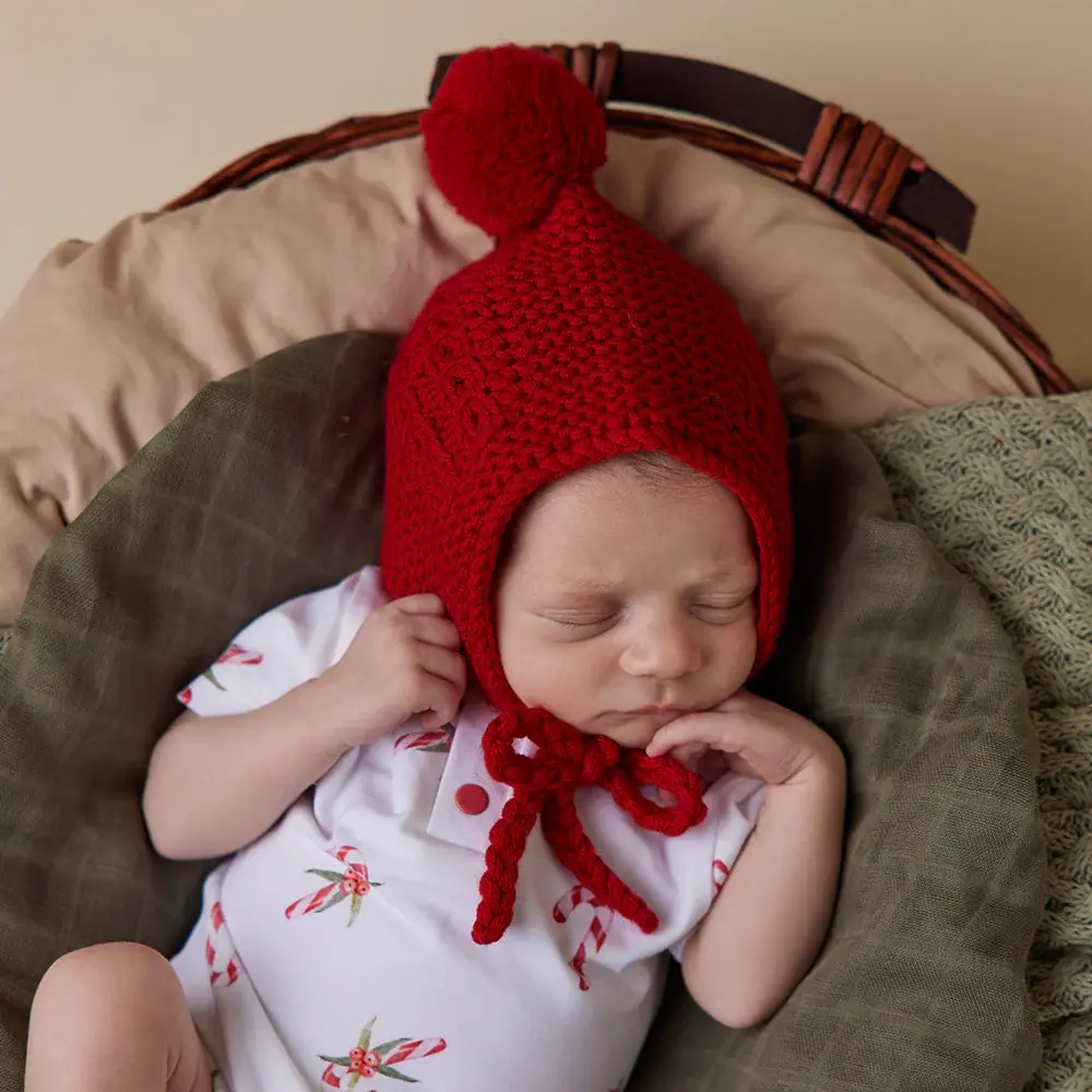 Snuggle Hunny Kids Snuggle Hunny Red Merino Wool Bonnet & Booties