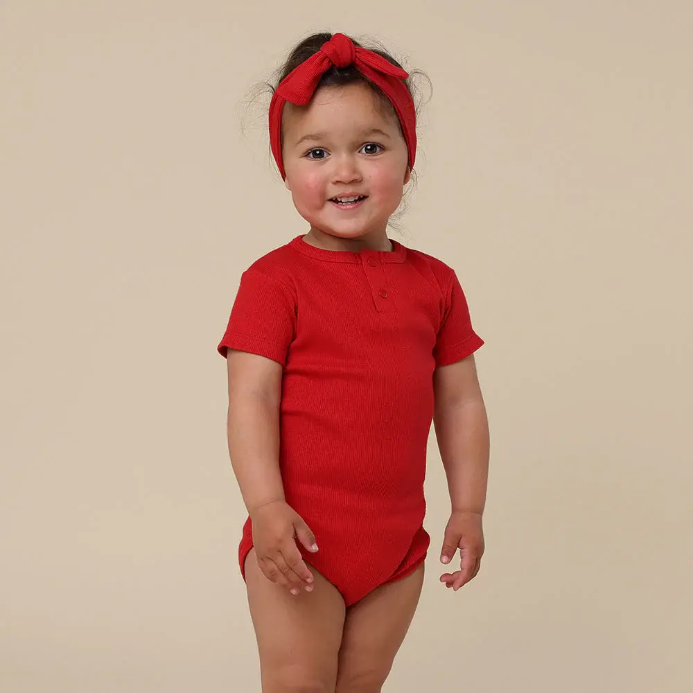 Snuggle Hunny Kids Snuggle Hunny Red Short Sleeve Organic Bodysuit