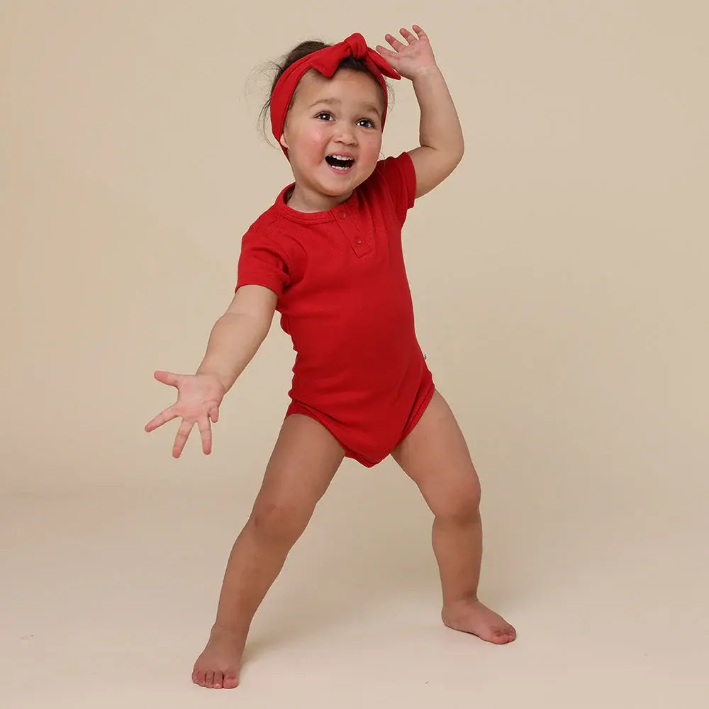 Snuggle Hunny Kids Snuggle Hunny Red Short Sleeve Organic Bodysuit