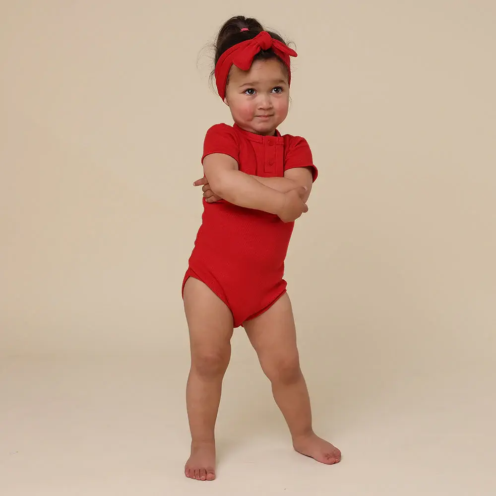 Snuggle Hunny Kids Snuggle Hunny Red Short Sleeve Organic Bodysuit