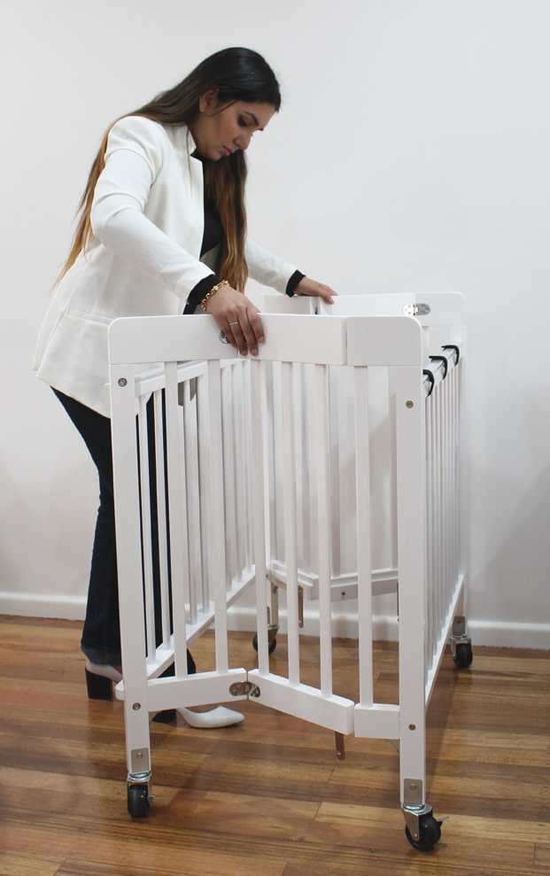 Valco Baby Stowaway Portable Foldable Wooden Cot White