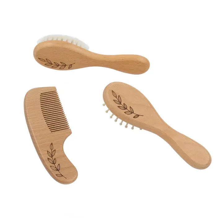 Living Textiles Living Textiles 3pc Baby Brush Set - Beech Wood
