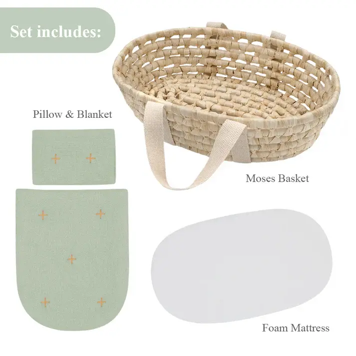 Living Textiles Living Textiles Doll Moses Basket Set