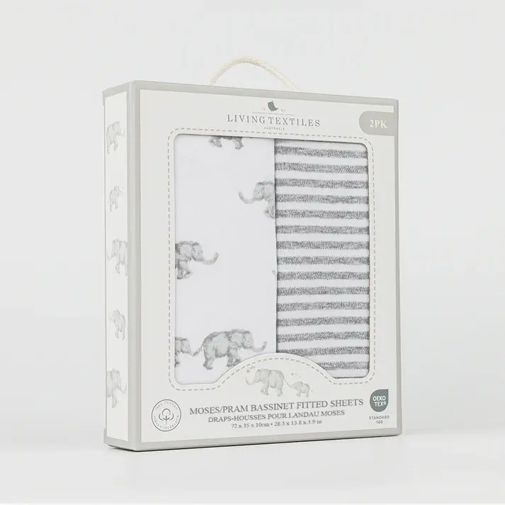 Living Textiles Living Textiles 2-pack Moses/Pram Fitted Sheet